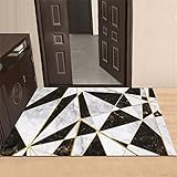 Designer Teppich Schlafzimmer Deko Terrasse Waschbarer Teppich mit geometrischem Muster in Schwarz und Grau 50X80cm Teppich Baby
