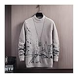 yueyouhuyou Herren Pullover Männer Slim Pullover Anime Muster Pullover Herbst Winter Dicke Warme Pullover Casual Runder Kragen Strickwaren Pullover weich und bequem (Color : A1, Size : XXXL)