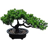 Aisamco Künstlicher Bonsai-Baum Gefälschte Pflanze Künstliche Zimmerpflanzen im Topf Japanische Kiefern-Bonsai-Pflanze mit Einer Höhe von 19 cm und Einer Breite von 34 cm für die Inneneinrichtung