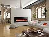 GLOW FIRE Mars XL Elektrokamin mit Heizung, Wandkamin mit LED | Künstliches Feuer mit zuschaltbarem Heizlüfter: 750/1500 W | Fernbedienung, 183 cm, Schw