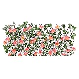 Künstliche Hecken mit Rose Blume, künstlichem Blatt Gartenzaun, getönter Blatt Efeu Garten Screening Rolls, Spalier Zaun Panels Artificial Holzzaun Retractable Trellis Zaun mit Blumen-B