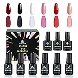 MAGIC ARMOR 6 Farben Nagellack Set , Klassisches Farbgel Gel Nagellack UV-LED-Set, mit Primer & Matt-Top Finish & Hochglanz-Top Finish, lang anhaltender Soak Off Gel Nagellack