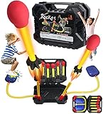 Teneytoyz Spielzeug für den Raketenstarter, Spielzeug für den Außenbereich mit 6 Raketen aus buntem Schaumstoff, 2 Luftschleuder, Geburtstagsgeschenk, für Jungen, Mädchen, 3-12 J