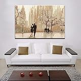 LYFWIN Stadtlandschaft Leinwand Wandkunst Romantische Stadt Poster & Drucke SpaziergäNge Landschaftsmalerei Bild FüR Wohnzimmer Wanddekor 50x70cmx1 Kein R