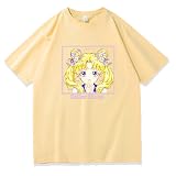 blucagand Unique Sailor Moon Anime Kurzarm-T-Shirt für Damen und Herren, gelb, 58