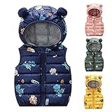 BAODANA Baby Weste Steppweste mit Kapuzen Unisex Daunenweste Winter Kinder Daunenweste Winter Cartoon Druck Kapuzenweste Jungen Maedchen Gepolsterte Reversibel Weste Ärmellos Winterjack