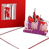 Grußkarte „Frankfurt - Panorama“ - 3D Pop Up Karte der Frankfurter Skyline mit Altstadt & Dom – Städtekarte als Souvenir, Einladung & Reisegutschein zum City Trip nach Frankfurt am M