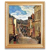 Vintage Stadt Bilder Rue Jouvenet in Rouen Von Paul Gauguin Wandbild Impressionismus Leinwand Bild Ölgemälde Reproduktion Posterdruck Kunstwerk für Heimdek