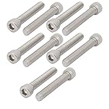 sourcing map 10pcs Innensechskant Kopf Schrauben 1/4'-20 x 1-1/2' 304 Edelstahl Vollgewinde DE