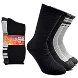 Socks Daze Warme Wintersocken für Herren und Damen, dick gepolstert, beheizt, flauschig, Crew-Socken, 2 Pair Black+light Grey Stripe, Large-X-Larg