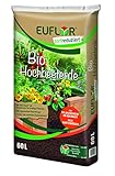 Euflor Bio Hochbeeterde 60 L Sack, als Pflanzschicht im Hochbeet, mit Naturdünger und V