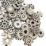 xzmnxzzme 50 Stück/Set Natürliche Holzscheiben Kit Blumenform Hohle Holzscheiben für DIY Bauernhaus Innendekoration 3 cm / 1 18 Zoll kleine Holzscheiben zum Basteln 1 Z
