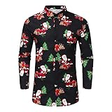 HNOFIQNF Herren Weihnachtshemd Langarm Hemd Weihnachten Shirt 3D Druck Freizeithemd Langarmshirts Männer Weihnachts Hemden T-Shirt Slim Fit Lustige Funky Christmas Tops Arb