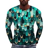 T-Shirt Herren 3D Kreative Drucken Langarmshirt Herren Rundhals Slim Fit Lassig Shirt Herren Straße Trend Mode T-Shirt Herren Work Urlaub All-Match Shirt Herren ZAT-03 3XL