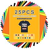 Splend Wärmeübertragung Vinylfolie, 25 Stück PU Heat Transfer Vinyl Textilfolien Transferpapier Plotterfolie Textil 16 Farben, Heat Transfer Vinylblättern für DIY T-Shirt, Cricut, Cameo 12x10