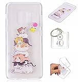 Hülle Galaxy A5 2018/A8 2018 Hülle, Samsung Galaxy A5 2018/A8 2018 Hülle TPU Case Schutzhülle Silikon Case,Niedliche Cartoon Malerei Durchsichtige Rückschale und TPU Bumper Handy Tasche Case Cover Etui für Samsung Galaxy A5 2018/A8 2018 + Schlüsselanhänger (I) (6)