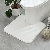 MIULEE Badematte WC Vorleger Badteppich Fußmatte Flur 1 Stück U Förmige Deko Matte Badteppiche Dekoration rutschfest Saugfähig für Wohnzimmer Badezimmer Toilett WC 45x45cm Weiß