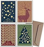 FRUITPRINTS CherryCards - (20x oder 8x) Klappkarten & Umschläge Set - Rustikale Weihnacht - Weihnachtskarten B6 (8er Set)