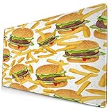Nettes Mauspad ，Hamburger Pommes Bettwäsche 3D Giant Burger 3 Stüc,Rechteckiges rutschfestes Gummi-Mauspad für den Desktop, Gamer-Schreibtischmatte, 15,8 'x 29,5'
