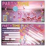 12er Set FLAMINGO Einladungskarten - edle Premium Einladungen zum Kinder-Geburtstag oder Party für Mädchen Jungen & Erwachsene von BREITENWER