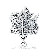 Schneeflocke Charm Bead Anhänger, 925 Sterling Silber, kompatibel mit Pandora und europäischen Armb