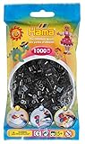 Hama Perlen 207-18 Bügelperlen Beutel mit ca. 1.000 Midi Bastelperlen mit Durchmesser 5 mm in Schwarz, kreativer Bastelspaß für Groß