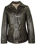 David Moore - Damen Lederjacke Lammnappa Dunkelbraun Größe 44