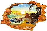 Neu Wandtattoo Wandsticker Kinderzimmer Ausblick Meer Sonnenuntergang 3D #10