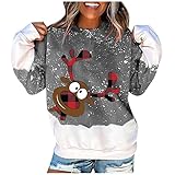 Weihnachten Christmas Sweater Pullover Damen Weihnachtspullover Xmas Einhorn Rudolph Rentiermuster Sportbekleidung Weihnachtsparty Oberteile Elegant Oversize Rundhals Lustig Christmas Sw