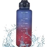 FLOWBUDDY Trinkflasche, 1.5 Liter Wasserflasche , BPA-Frei Auslaufsicher Sportflasche aus Tritan, Sport Trinkflasche für Sport, Fitness, Fahrrad, Outdoor, Leicht,Nachhaltig, Blau-Rot Farb