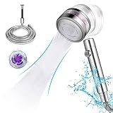 Duschkopf mit Schlauch 360° drehbar mit Hochdruck und Regenmodus Eingebauter Druckventilator Magische und anmutige Gitterbogen Wasserstrahl Handbrauseköpfe mit Stop-Taste für Bad und G