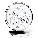 Fischer 142.01-01 - Raum-Klimamesser - Synthetic-Hygrometer u. Bimetall-Thermometer - Edelstahl-Standfuß Made in Germany