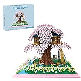WWEI Sakura Baumhaus Bausatz mit Bauplatten, 5280 Teile Kirschbaum Baumhaus Landschaft Konstruktionsspielzeug Kompatibel mit Lego 21318 Ideas B