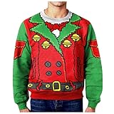 Hässlicher Weihnachtspullover Herren Lustiger Weihnachtspullover Kapuzenpullover Langarmshirt Teenager Junge Weihnachtspulli Weihnachtsmann Christmas Sweatshirt Xmas Pulli S