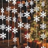 NEPAK 16 X 1,9Meter Weihnachten Winter Girlande Schneeflocken,Schneeflocke Girlande,Aufhängen Schneeflocken,Winter Schneeflocken Weihnachten Dek