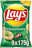 Lay's Kräuterbutter – Knusprig gesalzene Kartoffelchips für eine gelungene Party – 9 x 175g