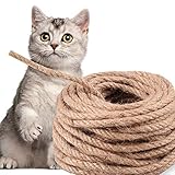 Hoiny Sisalseil, Natural Sisal Seil für Kratzbaum, Mehrzweckseil Sisal, Spielzeug für Katzen, Geeignet für Gartendekoration, Katzenbaum, Katzen Zubehör, Naturfaser, 15m, 6