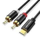Vention Adapterkabel USB-C-Stecker auf 2 Cinch-Stecker, Audiokabel mit RCA-Stecker und Typ-C-Stecker für USB, geeignet für Xiaomi, LG, Heimkino, Verstärker, DVD, TV, Lautsprecher usw. 0.5m/1.6