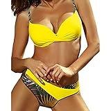 CheChury Damen Bikini Sets Push Up Bademode Neckholder Bikini Zweiteilige Badeanzug Bikinihose Split Strandkleidung