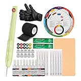 Hand Stocher und Stick Tattoo Kit Handsticks Poke Pen DIY Tattoo Supply Tintenhandschuhe Ink Box Tattoo Nadeln Set 1RL / 3RL / 5RL / 7RL / 9RL Praxis Haut T