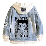 Yesgirl Hunter X Hunter Jacke Killua Herren Damen Killua und Gon Hoodie Denim Jacket Unisex Anime Coole Jeansjacke Pullover Pulli Langarm Sweatshirt Kapuzenpullover Shirt C Blau S