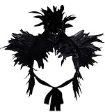 keland Victorian reale natürliche Feder Shrug Schal Schulterumhang Cape Gothic Kragen Halloween-Kostüm (Schwarz)