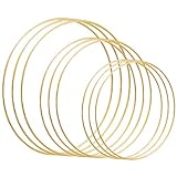 Celyoce 9 PCS 3 Größe Metall Blumenreifen Gold Metall Handwerk Reifenringe für DIY Traumfänger, Hochzeitskranz Dekor und Wandbehang Kunsthandwerk (20 cm, 25 cm, 30 cm)