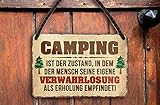 schilderkreis24 – Blechschild Lustiger Spruch “Camping Zustand.“ Deko Schild Metallschild Geschenkidee Retro Camper Wohnwagen Wohnmobil Geschenk Geburtstag Weihnachten Camping Fans 18x12