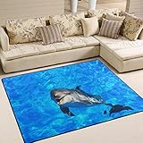 Use7 Teppich, Delfin-Motiv, Blau, Textil, Mehrfarbig, 203cm x 147.3cm(7 x 5 feet)