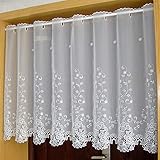 Scheibengardine Voile Kurzstore Hohl Stickerei Vorhang Durchstangenzug Gardine Küche Tür Korridor Gardine Creme 1 Stück HöhexBreite 75x150