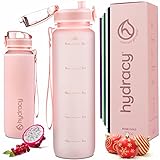 Hydracy Trinkflasche mit Infuser und Zeitmarkierung - 1Liter BPA-Frei Auslaufsicher Sportflasche - Kondenswasserfrei Wasserflasche - Ideal für Sport und Outdooraktivität - Rosa G