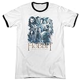 Hobbit Herren T-Shirt mit Hauptfiguren Gr. XL, weiß / schw