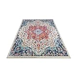 Invicta Interior Vintage Teppich MARRAKESCH 230x160cm blau orange florales Perser-Muster Wohnzimmerteppich Läufer Perserteppich Schlafzimmer und W