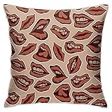 Vintage rote Lippen Muster Quadratische Kissenbezüge Wohnkultur Kissenbezüge Dekorationen Kissenbezug Für Indoor Sofa 18x18 Z